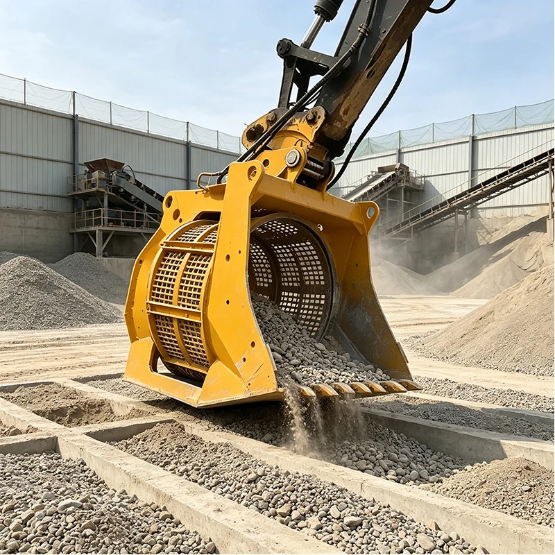 Professional Rotary Screen Bucket Hydraulic Excavator Attachment for Topsoil Sand Stone Gravel Classification Projects