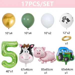 Aufblasbare Luftballons zum Thema landwirtschaftlicher Erkundung, Grün, Traktor, Kuh, Schwein, Ballonnummer, Happy Birthday Party Dekoration, Babyparty, 40 8 Hauptverkäufe flbble Kuh - №3