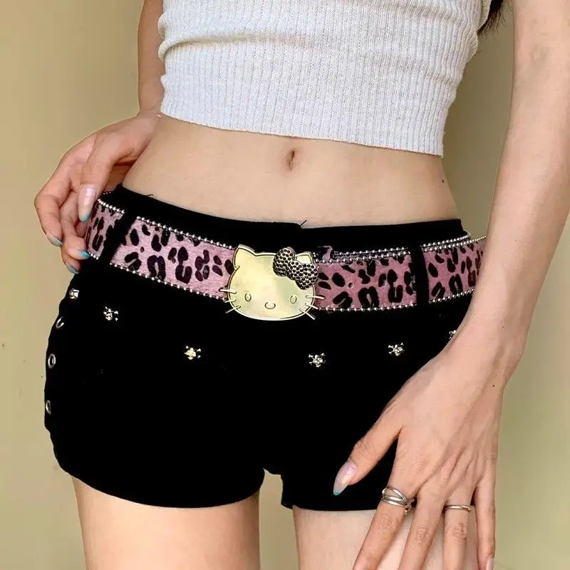 Sanrio Nieuwe Riem Luipaardprint Metalen Y2K Riem Hello Kitty Riem Damesriem Hot Girls Riem met Rok Jeans met Decoratie Hot