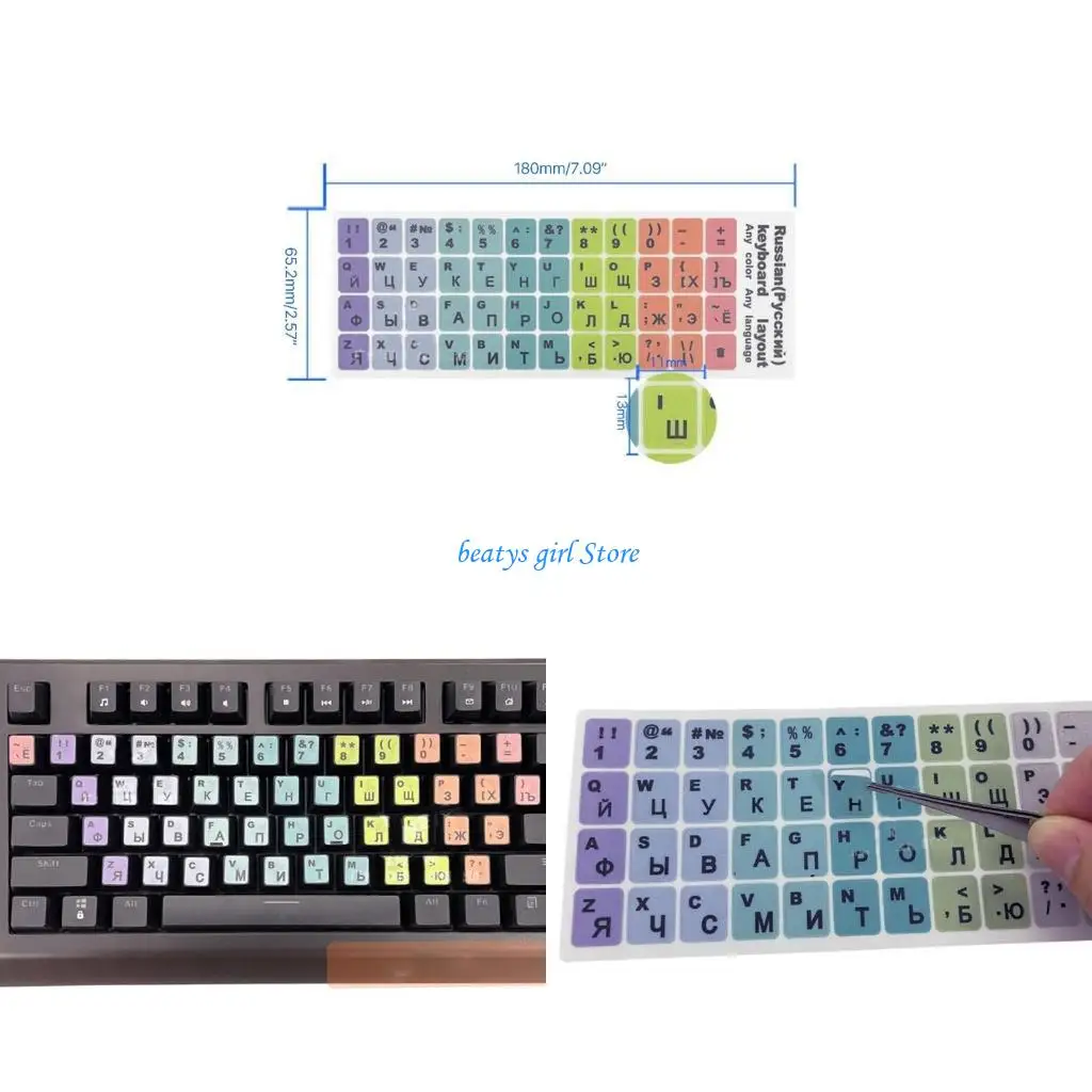 

C7AB 2PCS Клавианые наклейки на клавиатуре английские алфавиты для ноутбука ноутбука компьютера компьютера