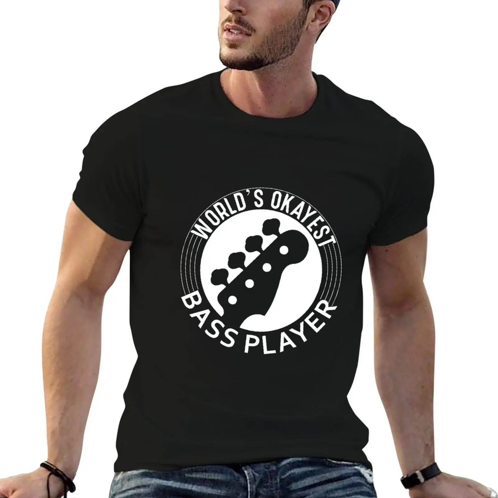 World's Okayest Bass Player-Bass Player-Bass Guitarist-Electric Bass-Bass Clef T-Shirt