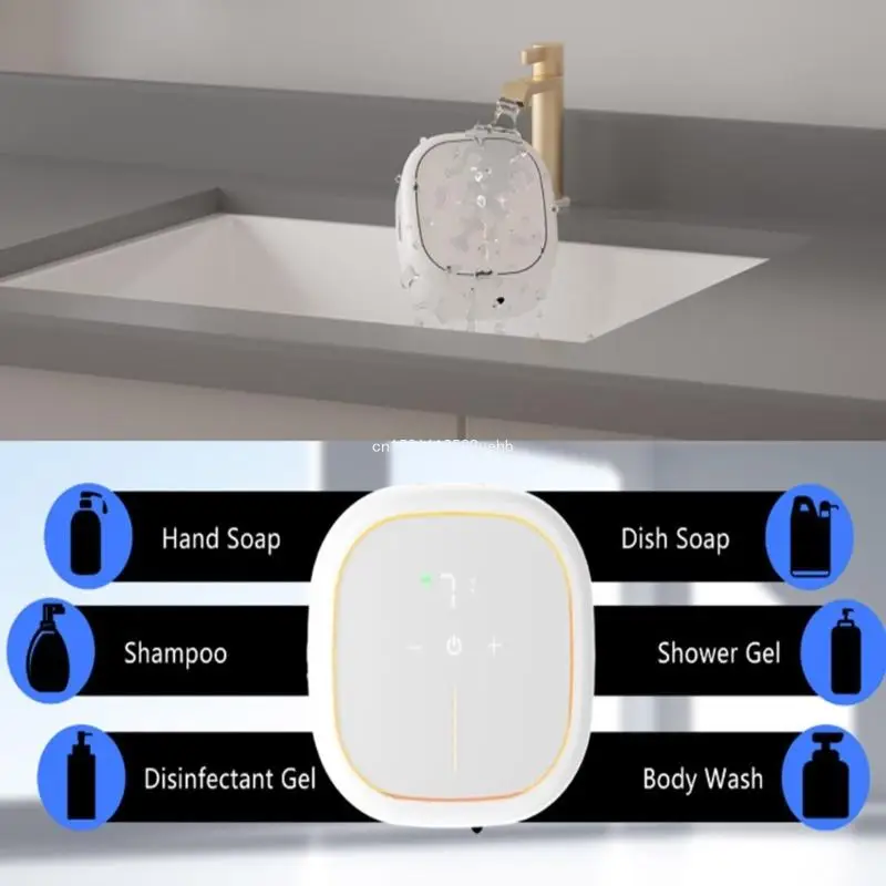 Dispensador jabón con inteligente, lavadora manos espumosa montada en pared recargable por USB, adecuada para y