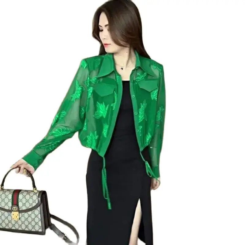 

Chiffon Shirts Sun Protection Clothes Spring And Summer New Style Ladies Jacket By Age Fashion Short Temperament Women's Coat