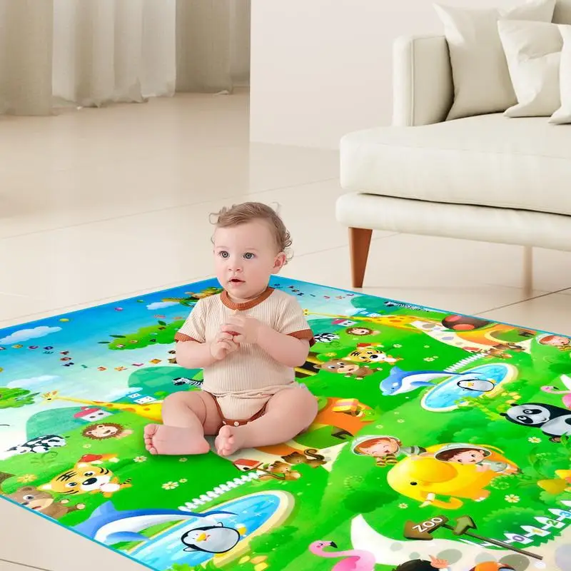 

Playmat For Toddler Soft Playmat Crawling Game Mats Activity Playmats Educational Toys Double Sided Foldable Large Play Mats For