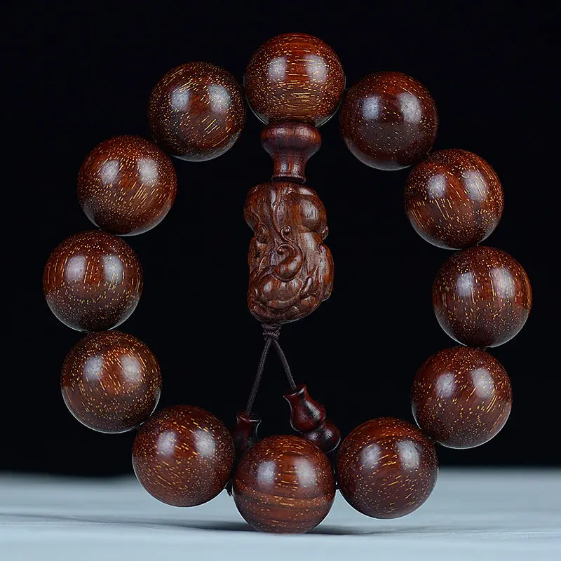 

Zambian Small Leaf Red Sandalwood Bracelet: Imitation Venus Old Material Buddhist Beads, Unisex Gift