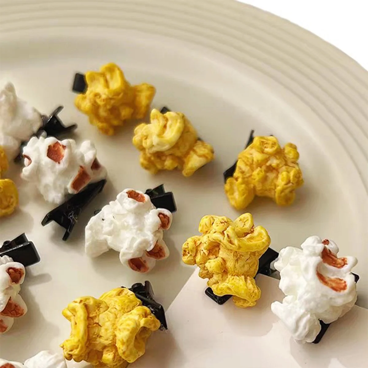 Niedliche Handgemachte Realistische Popcorn-Haarspange für Mädchen, Seitliche Pony- und Stirn-Haarnadel Kopfschmuck – Detail 5