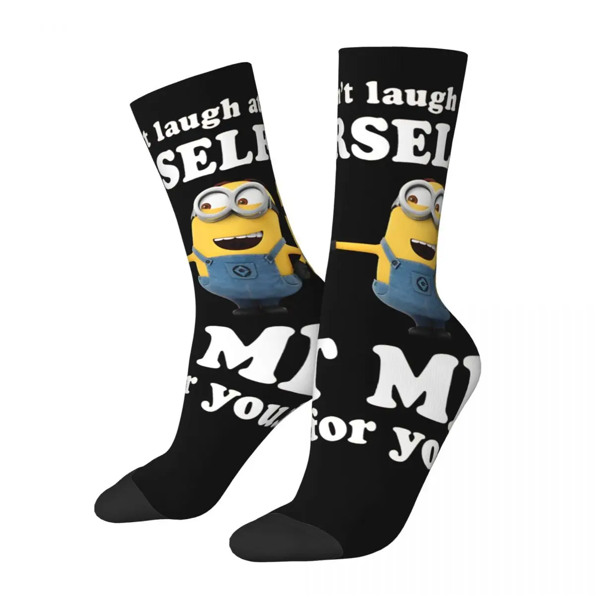 Happy Funny Men's compression Socks Stunning Vintage Harajuku Despicable Me Hip Hop Novelty Casual Crew Crazy Sock Gift Printed