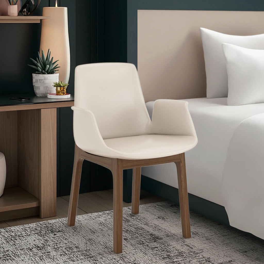 & Commercial Comfortable Formed Sponge Cushion Solid Wood Legs Hotel Furniture Bedroom Chairs Luxury Armchair