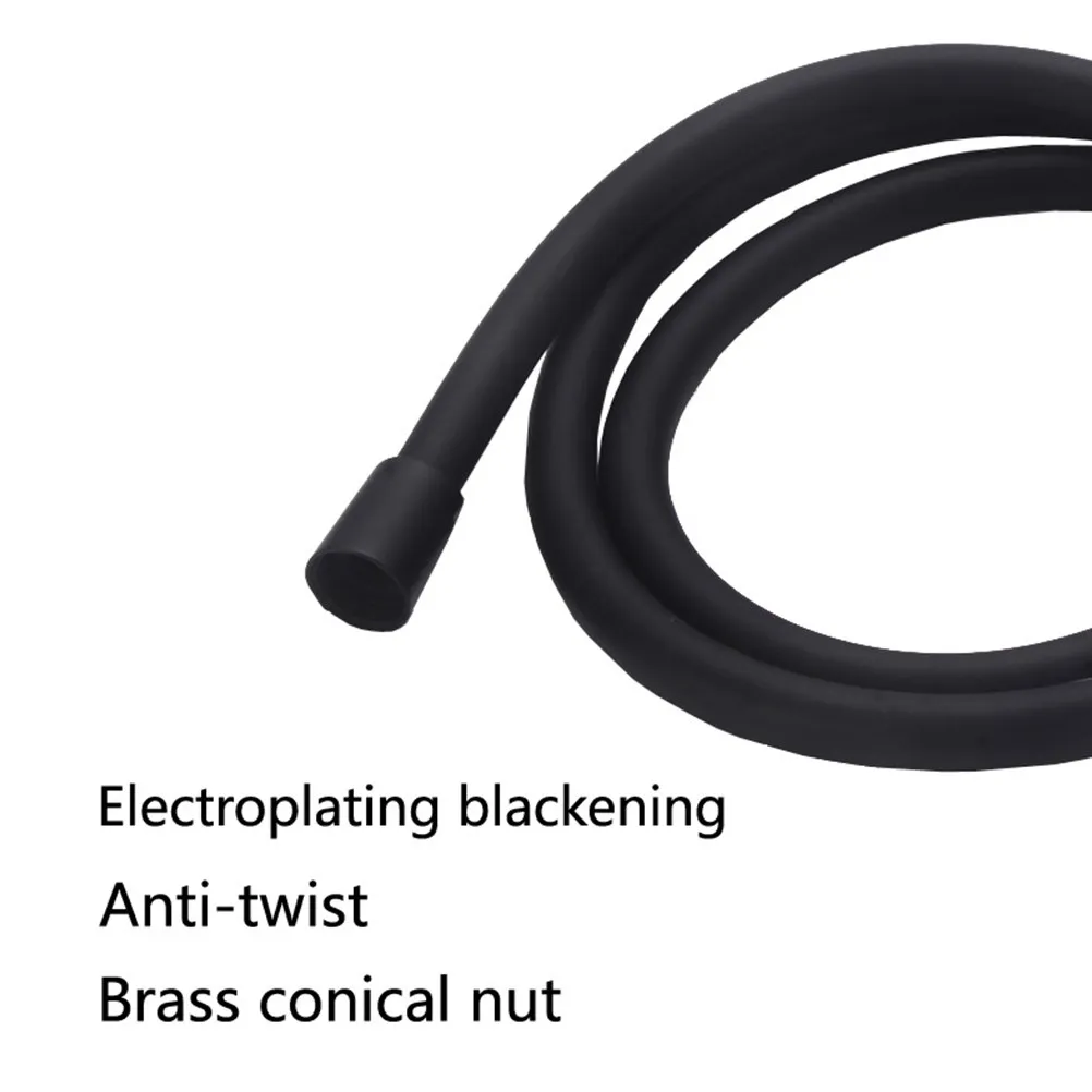 Shower Hose Matte Black PVC Anti-winding No Kinking Explosion-proof Pipe Copper Horn 360 Degree Flexible Lightweight