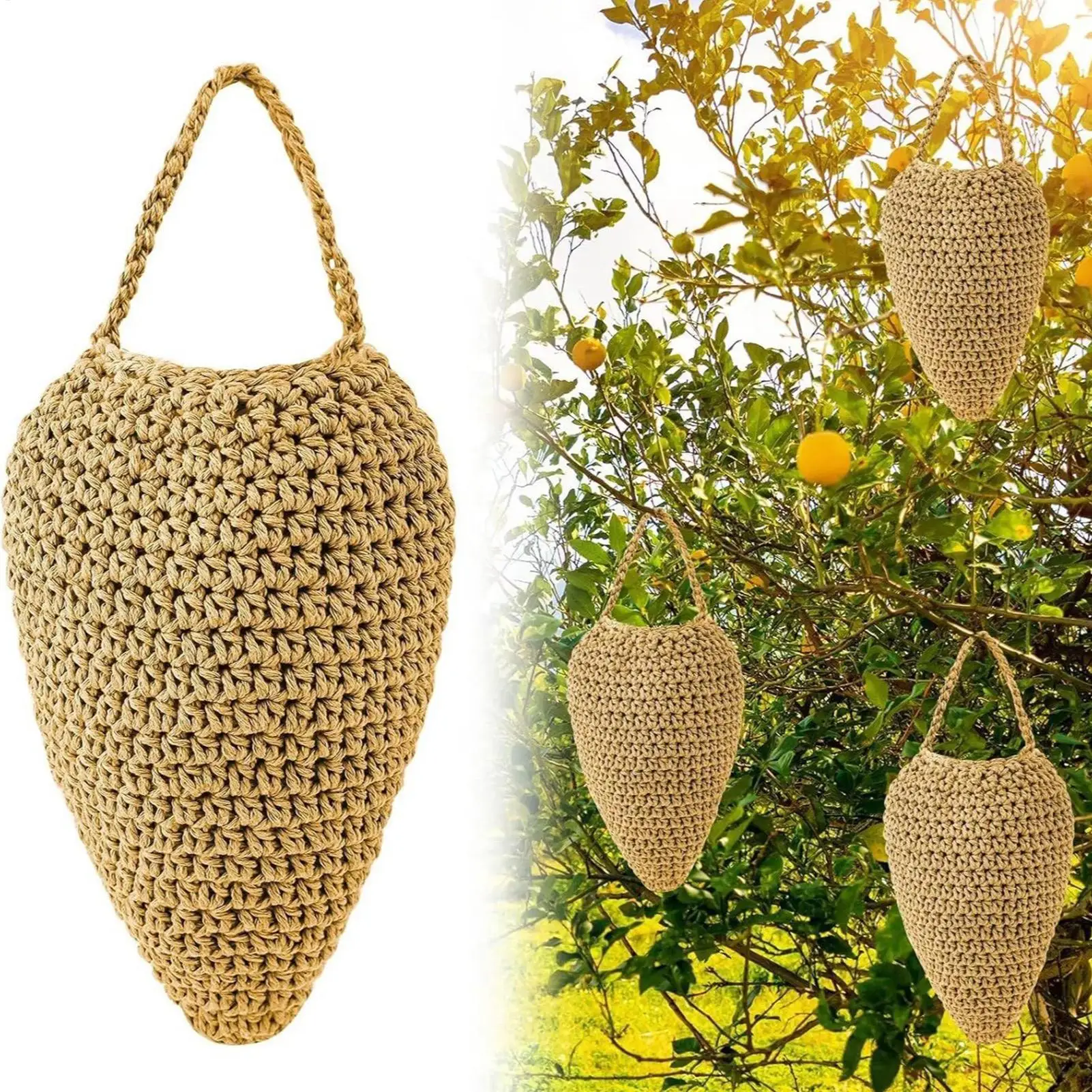 Fake Wasp Nest 2 Pieces Hangable Ornament Artificial Wasp Nest Decoy for Garden Yard Backyard Eaves Courtyard Park Beach House