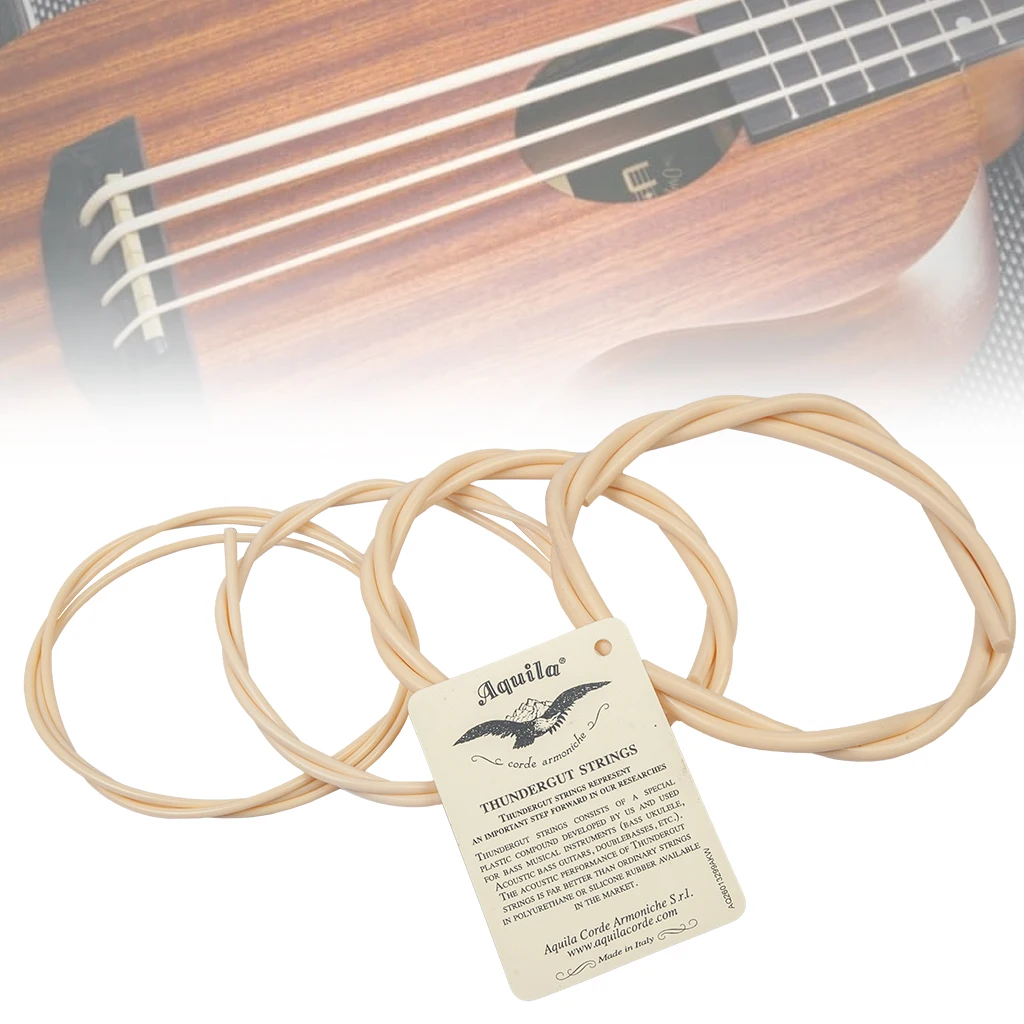 1 Pack 4PCS Bass Ukulele Bass Ubass Strings Rubber Mateial Ubass Aquila Strings 4 Strings Hawaii Guitar Parts Accessories SET