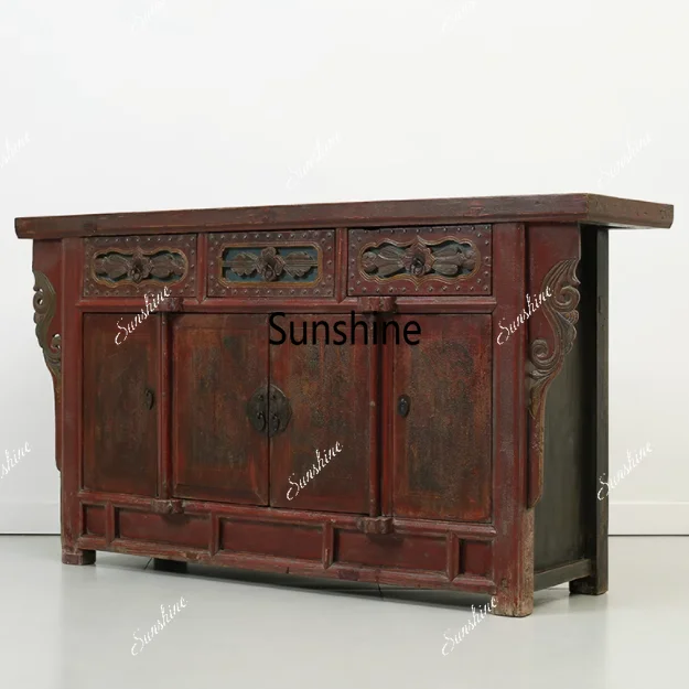 

New Chinese solid wood classical carving decorative cabinet simple side cabinet customization