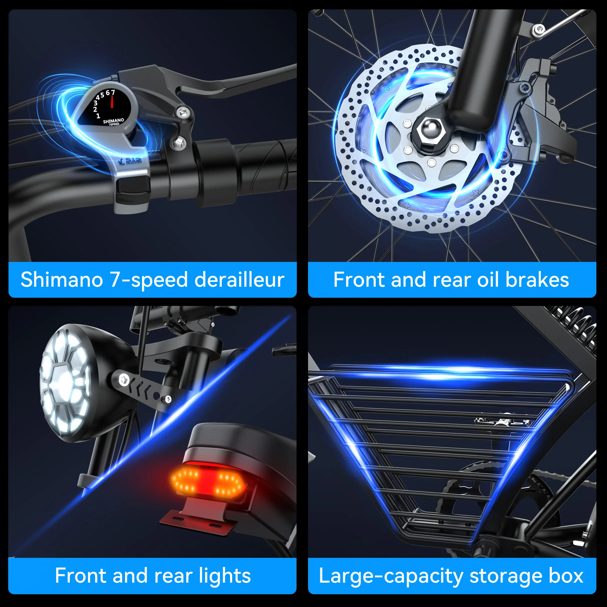 ZorixBike دراجة كهربائية للبالغين 3000 واط 35MPH 48 فولت 23AH ماكس 80 ميل دراجة نارية كهربائية 20 "دراجة ذات إطارات عريضة شامانو 7 سرعات EBike #6