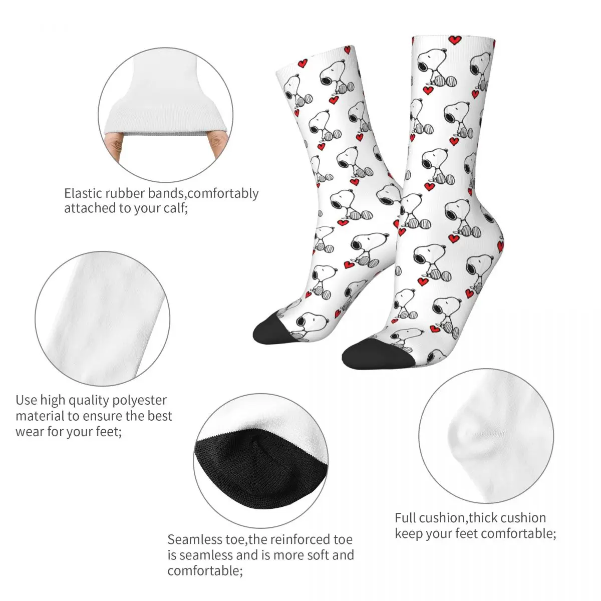 Official Peanuts Heart Sitting Snoopy Sock Happy Funny Men's Socks Casual Polyester Graphic Women's Spring Summer Autumn Winter