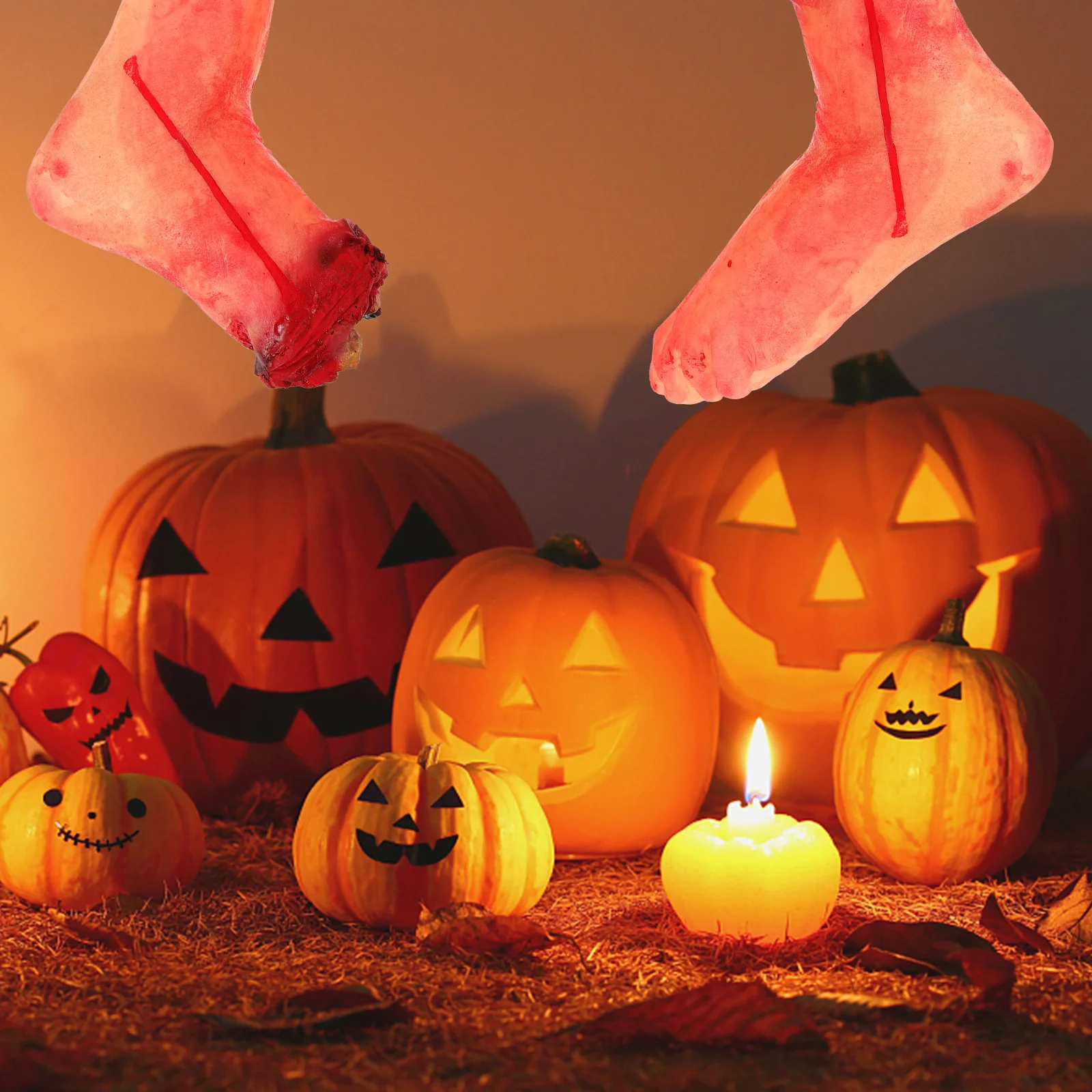 

2Pcs Simulation Severed Feet Scary Realistic Craftsmanship Decor Prop for Halloween Haunted House Party Prank Decoration