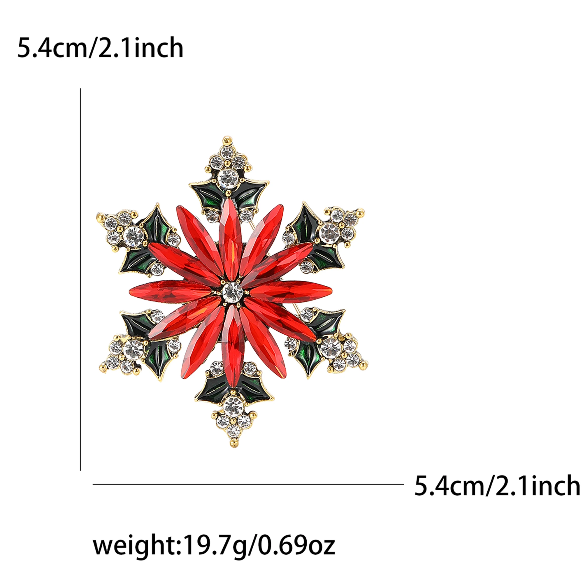 Beaut&Berry Christmas Rhinestone Snowflake Brooches for Women Unisex Beautiful Pins Casual Party Accessories New Gifts Friends
