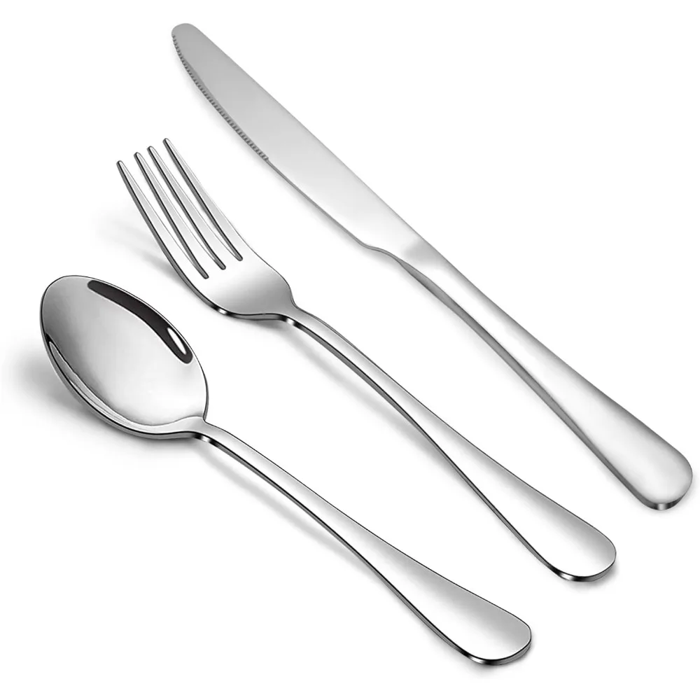 

silverware set, stainless steel knives spoon forks set for home, kitchen and restaurant, mirror polished& dishwasher safe (18pcs