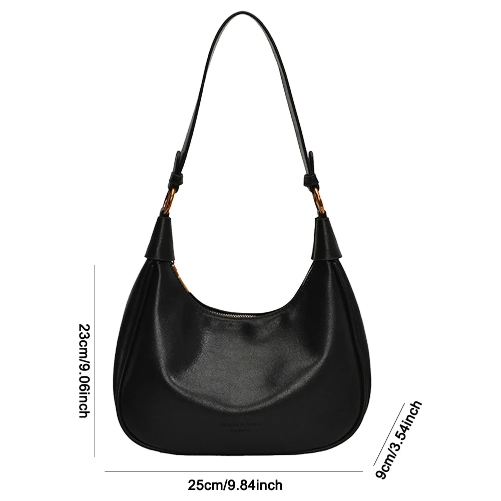 Borsa a tracolla da donna Borsa a mezzaluna con tracolla regolabile Borsa a tracolla in pelle PU con cerniera Borsa da viaggio da lavoro solida