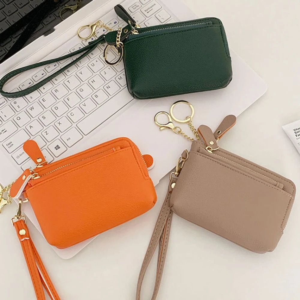 

Multi Card Slots Women Short Wallet Hand Clutch Zipper Pu Coin Purse Multifunctional Portable Lipstick Storage Bag Lady