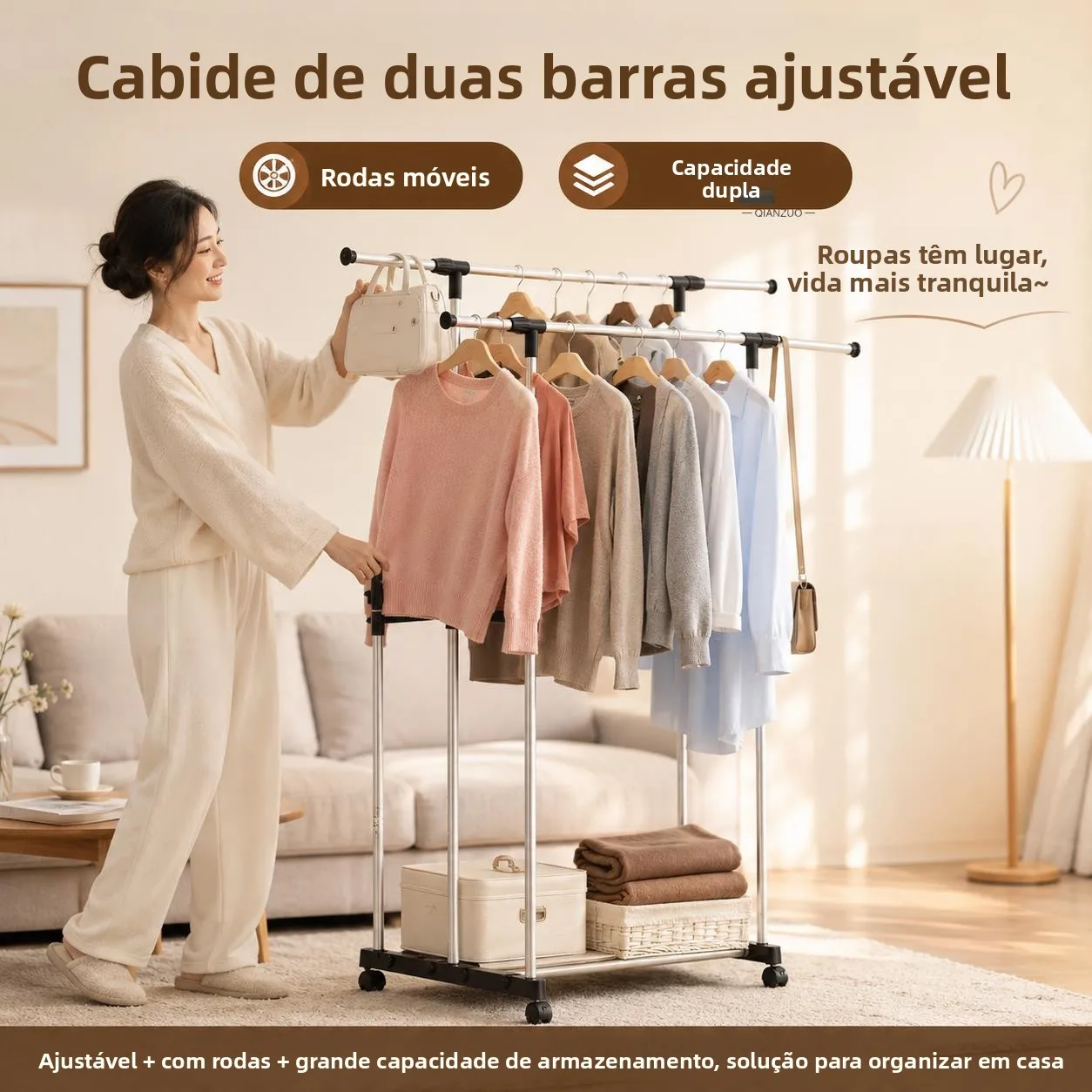 adjustable-height-double-rod-floor-standing-clothes-drying-rack-simple-design-mobile-with-wheels-indoor-coat-rack-clothesline