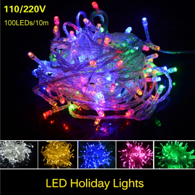 10M 100LEDs LED String Light Outdoor Garden Fairy Lights EU US Plug Waterproof For Holiday Christmas Party Decoration Lighting