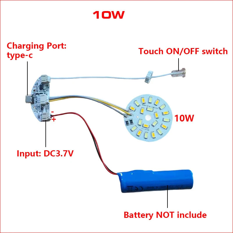 DC3.7V مدخل ضوء مصدر مصباح ليد لوحة يعتم تحكم 10 واط 50 مللي متر 18 واط 54 مللي متر مع اللمس تشغيل/إيقاف التبديل ميناء الشحن Type-C.