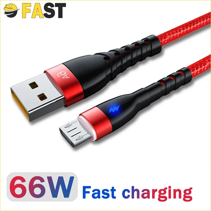 Micro USB Fast Charging Cable 66W Mobile Phone Charger for Samsung Oppo Vivo Xiaomi Samsung HUAWEI Android Mobile USB Charger