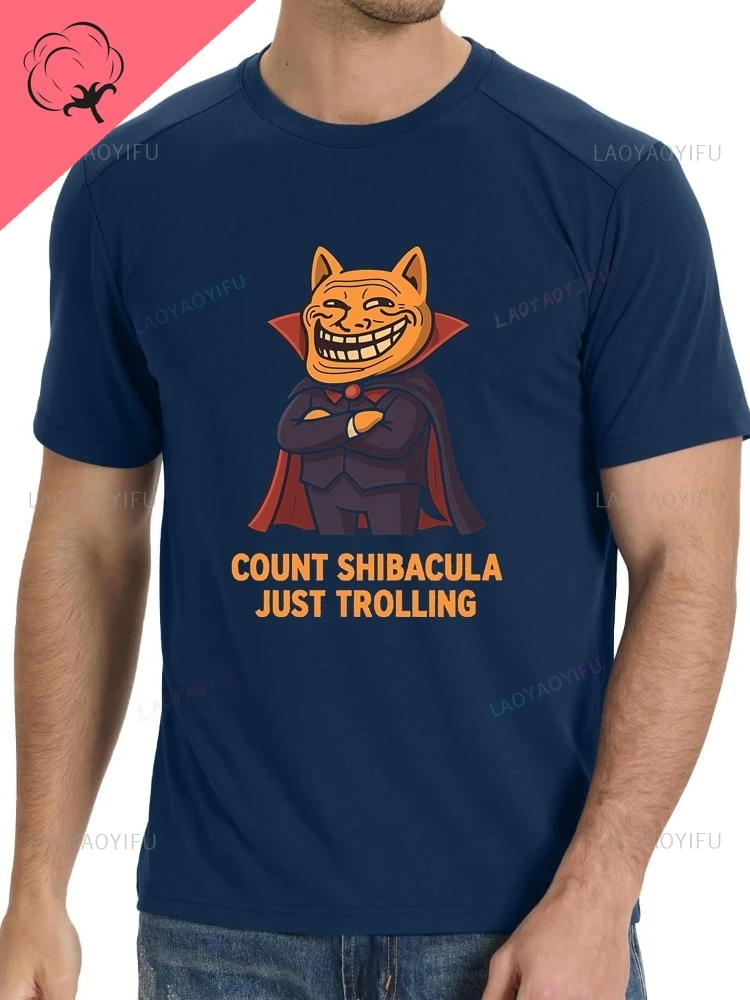 

Count Shibacula — забавная собака вампира шиба-ину на Хэллоуин — рубашка унисекс с короткими рукавами (футболка из 100 % хлопка)
