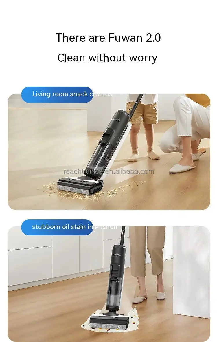 TINECO 2.0 Pro LED Wireless Smart Floor Scrubber Household Sweeper Suction and Drag Integrated Handheld Vacuum Scrubber