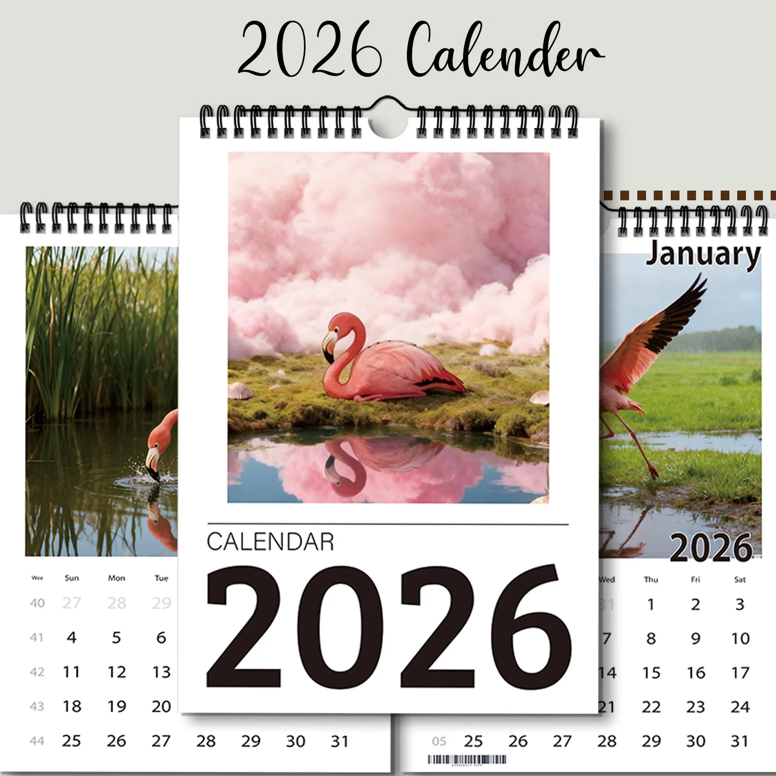 ปฏิทินนกฟลามิงโก้ที่หรูหรา 1 ชิ้น เหมาะสำหรับตกแต่งห้องทำงานที่บ้าน เหมาะสำหรับคนรักธรรมชาติและนก ของขวัญปีใหม่ที่สมบูรณ์แบบ