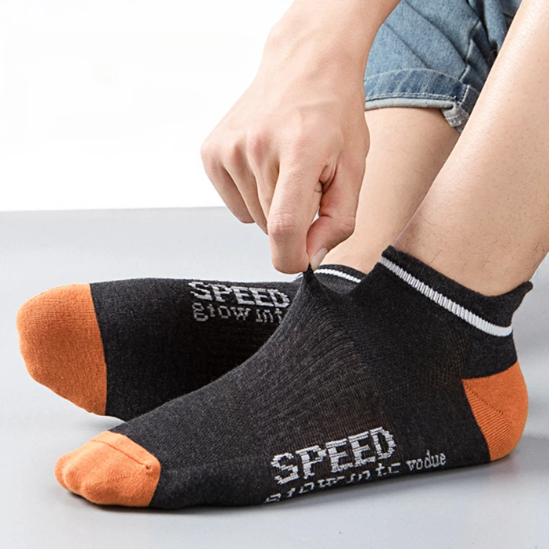 Conjunto de 5 pares de calcetines cortos para hombre, medias deportivas de tubo bajo, informales, finos, transpirables, de poliéster, para primavera