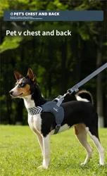 Arnés sin tirones para perro tipo chaleco ajustable con correa