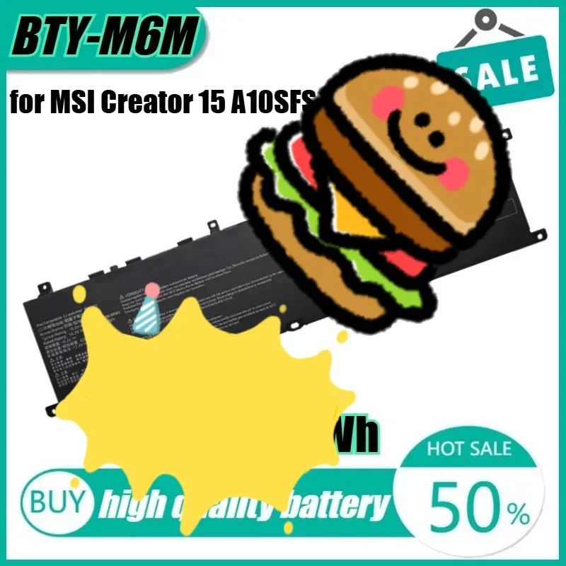 

15.2V 99.99Wh BTY-M6M Laptop Battery for MSI Creator 15 A10SFS A10SE Stealth GE66 GS66
