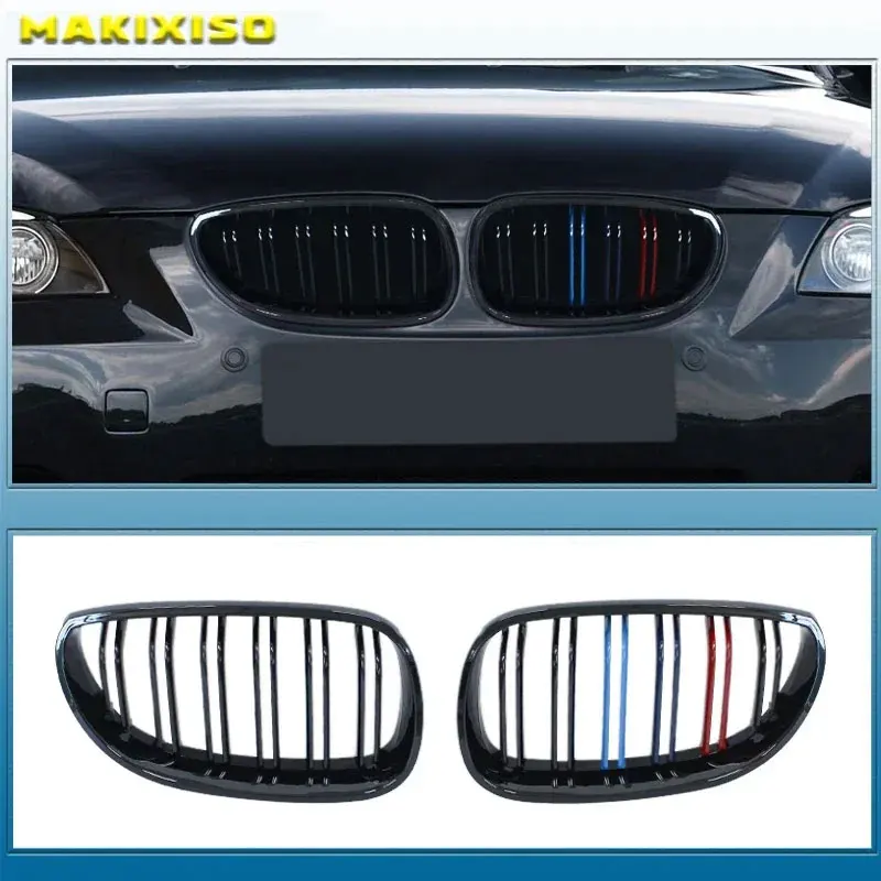 Für BMW E60 M5 E61 520i 545i 550i 535i 2003-2010 5er Serie Frontstoßstange Nierengrill Kühlergrill Doppellinien-Netzgitter Umbau-Karosserie-Kit