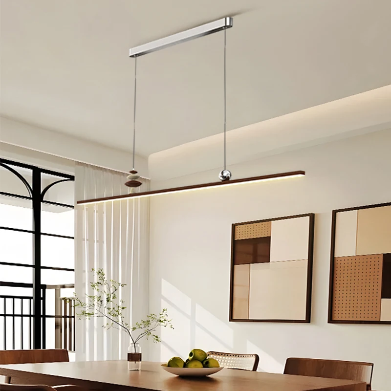 Simple One-word Long Pendant Light Study Room Dining Table Bar Retro Tea Room Office Chandelier Modern Home Indoor Lighting Lamp
