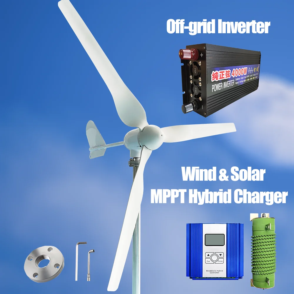 5000W 220V Wind Turbine Generator Complete System Kit Home Camping Wind Power Equipment