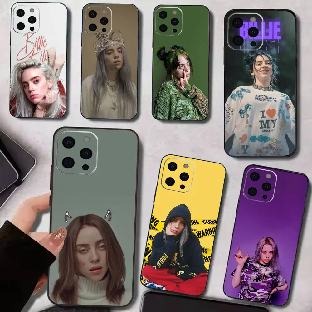 

Famous S-Singer B-Billie Eilish Phone Case For iPhone 17, 16,15,14,13,12,11 Plus,Pro Max, Others Soft Black Cover