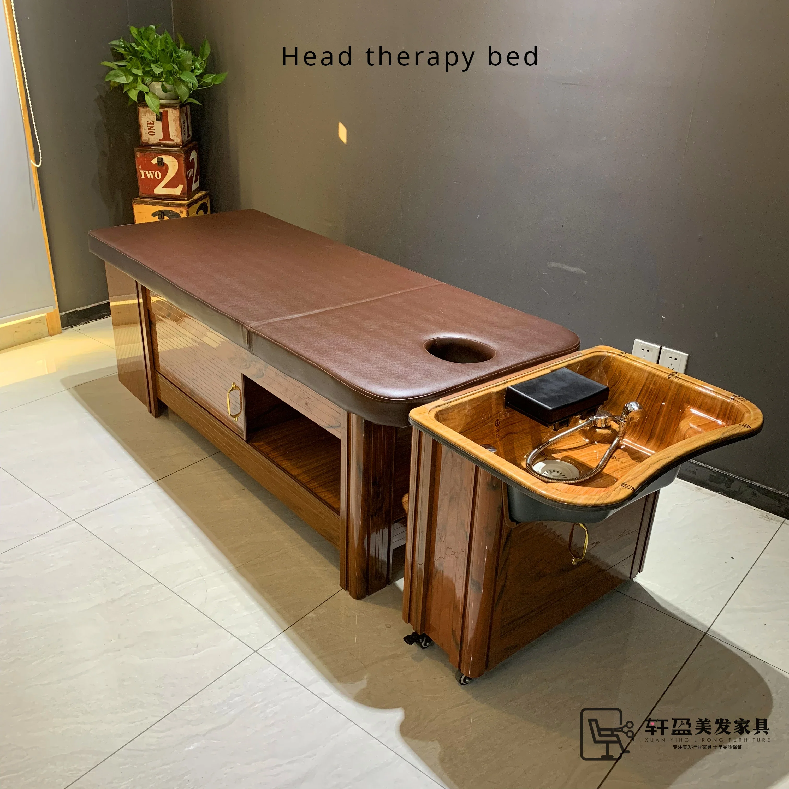 

Head Therapy Water Circulation Mobile Basin Shampoo Chair Barber Shop Shampoo Chair Hair Salon with Fumigation Massage Couch