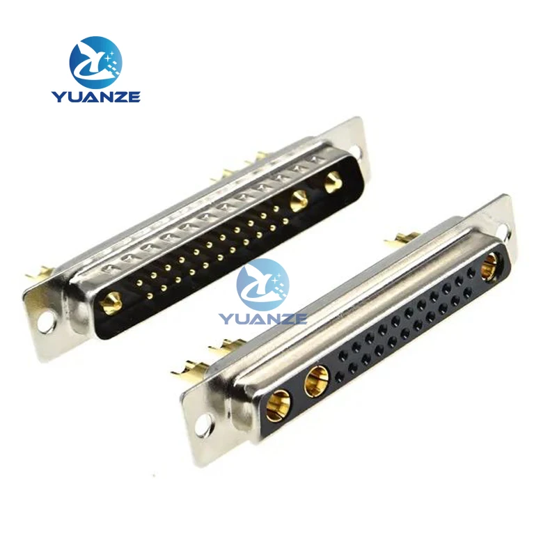 1PCS 25W3 30A Gold plated MALE FEMALE high current CONNECTOR D-SUB adapter solder type 25+3 plug jack high power 25 Position