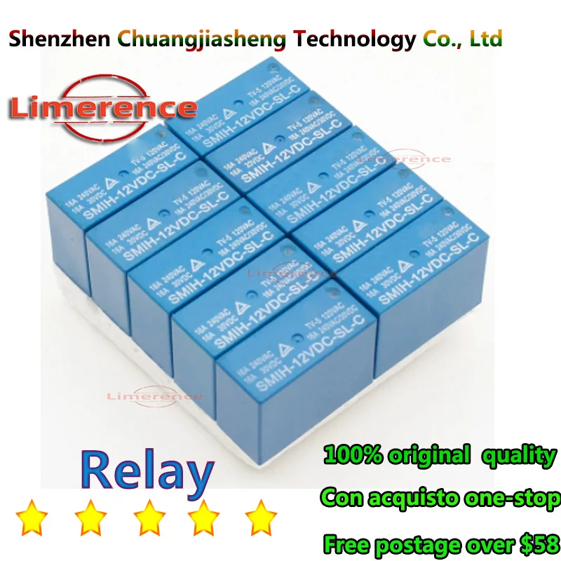 5PCS SMIH-05VDC-SL-C SMIH-12VDC-SL-C SMIH-24VDC-SL-C 05 12 24 V Relays 250V 16A 8PIN SMIH-05V 12V 24VDC-SL-A 6Pin Original Relay