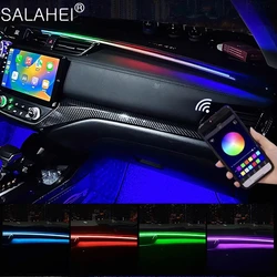 Universal Car Interior Acrylic Light Guide Fiber Strip Backlight Car Ambient Lights RBG 64 Color Decoration LED Atmosphere Lamp