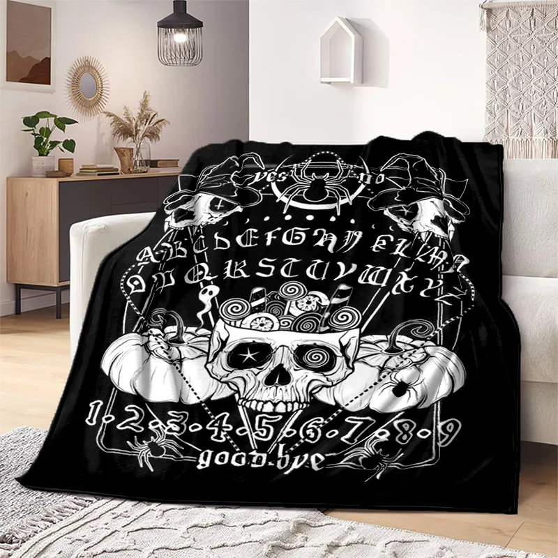 Gothic Skull  throw blanket Ouija Gift Home sheet sofa coverdivination blanket  sun moon moth Sofa bed Black blanket