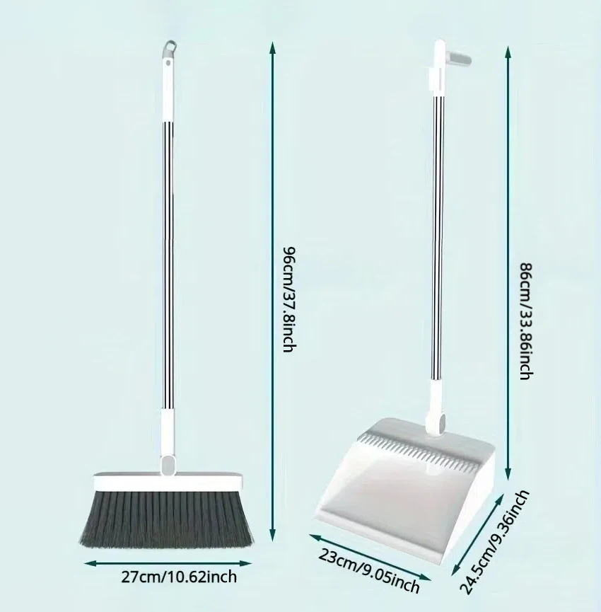 1 Set Dustpan and Long Handle Rotatable Broom Set - Efficient Floor Cleaning Tool with Comb Tooth for Hard Floors - Perfect for
