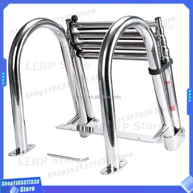 Stainless Steel Pool Ladder Folding Step Water Inlet for Swimming Pool Trapezoidal Boat Accessory Durable Anti Slip Design