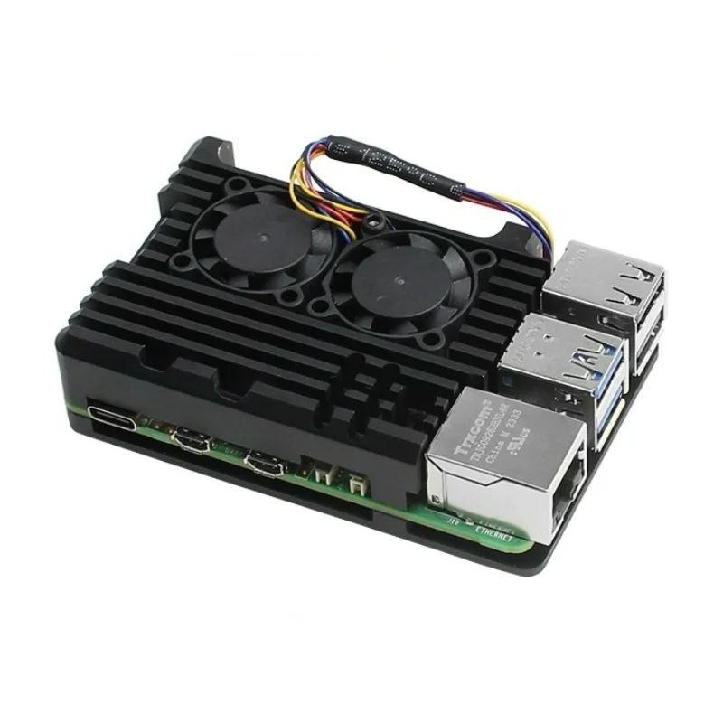 Imagem -02 - Raspberry pi Aluminium Alloy Case com Velocidade Ajustável Ventiladores Duplos Melhor Dissipação de Calor para Rpi 5