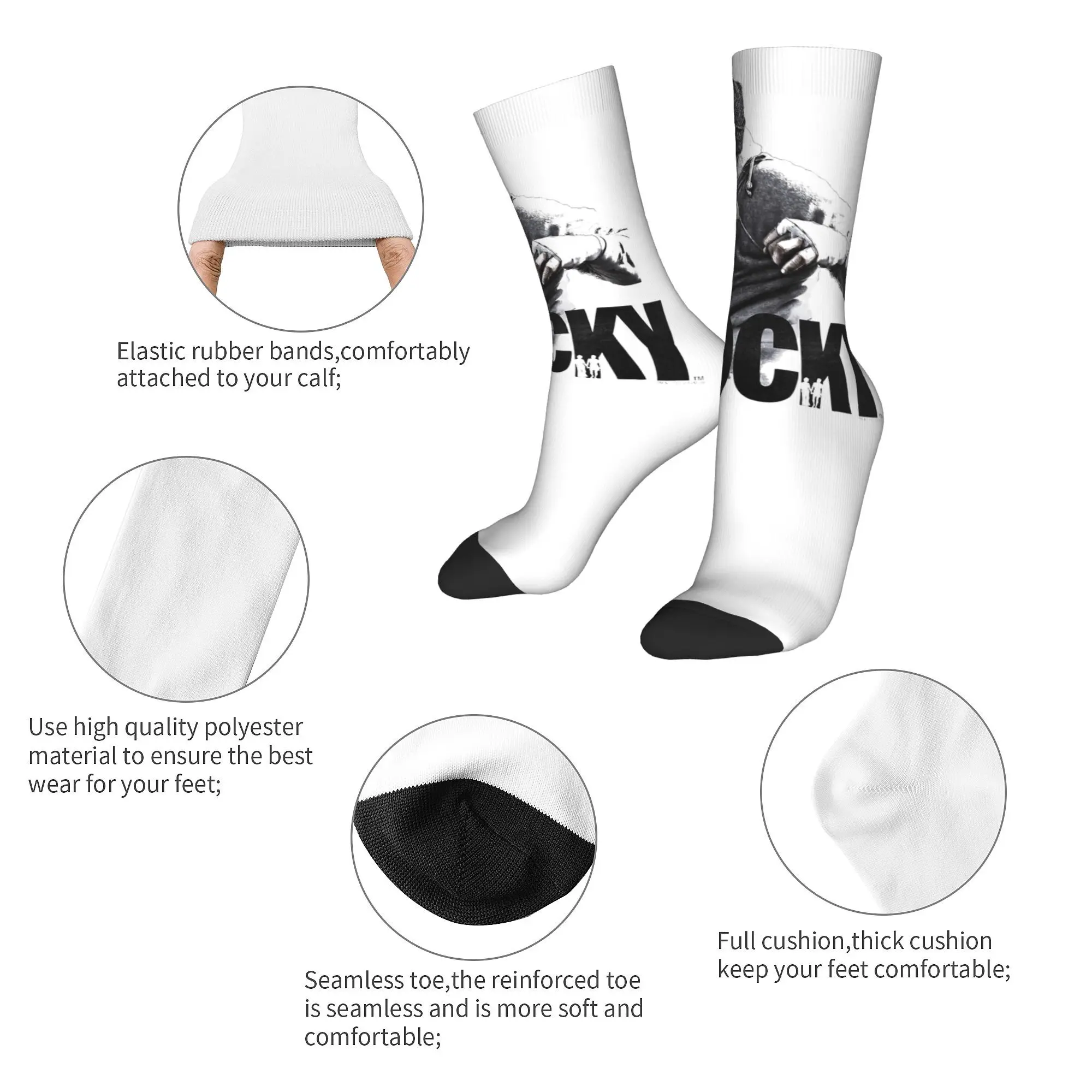 Men's Women's Rockys Shadow Boxing  Socks Super Soft Fashion  Socks Novelty Merchandise Middle Tube Crew Socks Best Gift