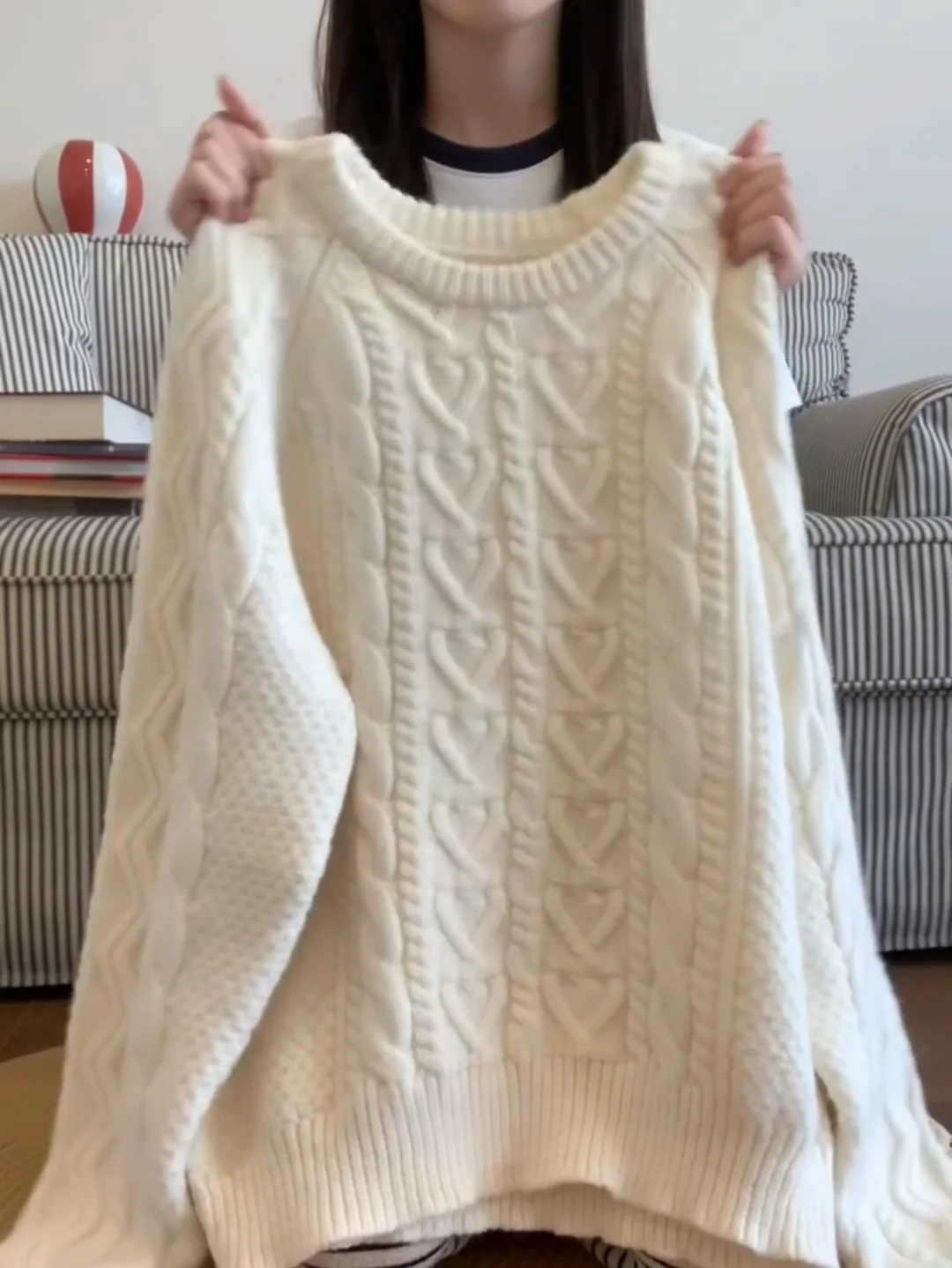 Suéter Hoado de Cuello Redondo de Color Puro Estilo Coreano, Suéter de Punto ueso y Suave para Otoño e Invierno, para Fig...