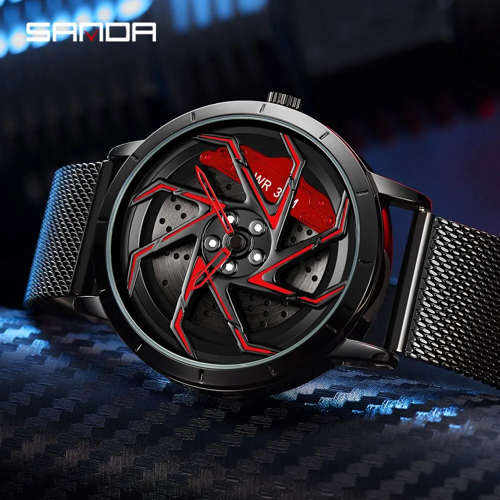 ساعات ساندا الأكثر مبيعاً ، ساعات الرجال ، ساعة رياضية مقاومة للماء مع حزام ، ساعة يد كوارتز بحافة عجلة دوارة