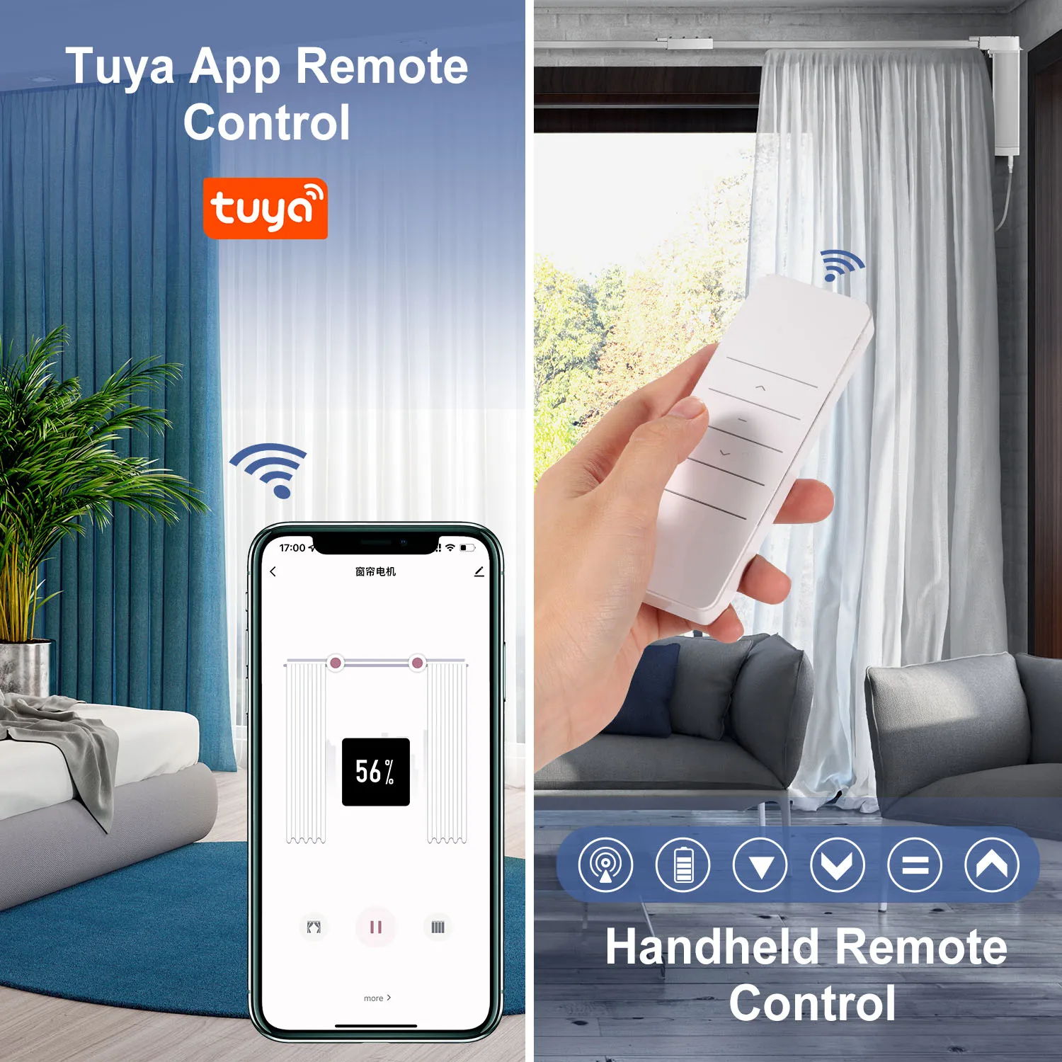 OneSmart Tuya Smart WIFI Zigbee Electric Curtain Motor Shutter Motor with Remote Support Alexa Google Assistant Voice Control