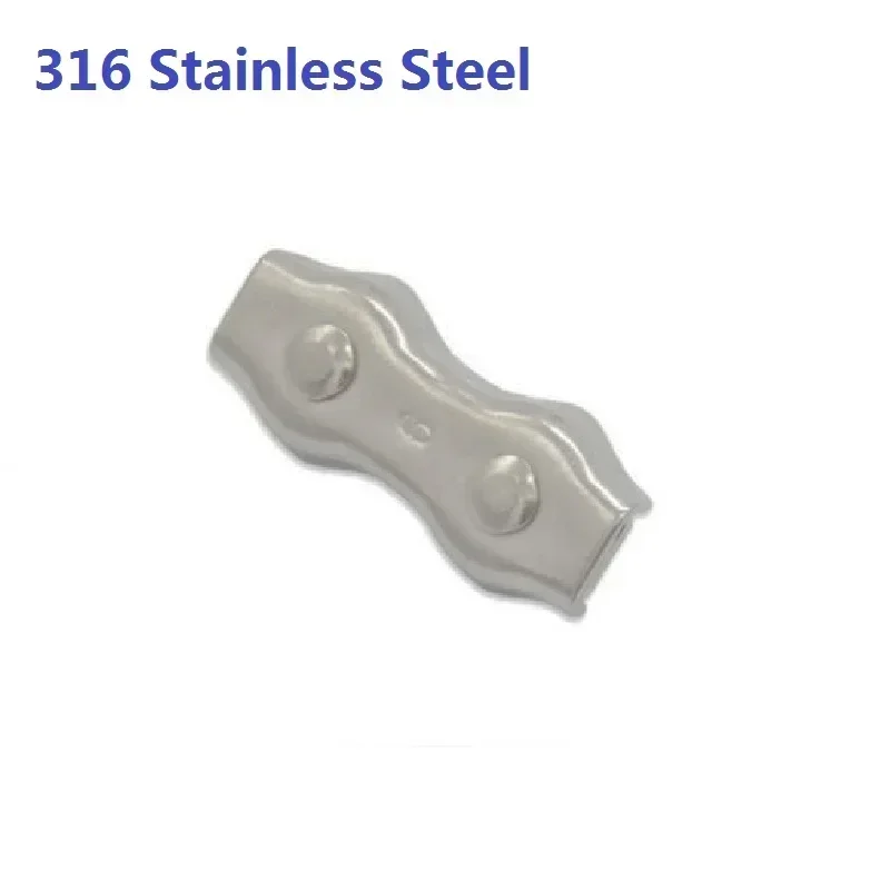 50PCS/LOT M2 M3 M4 316 Stainless Steel Industrial Wire Rope Duplex Clips Stainless Steel Wire Cable Rope Grips Clamps